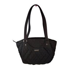 Vera Bradley Microfiber Shoulder Tote Purse Bag Black 14.5" x 11.75" x 8.0"
